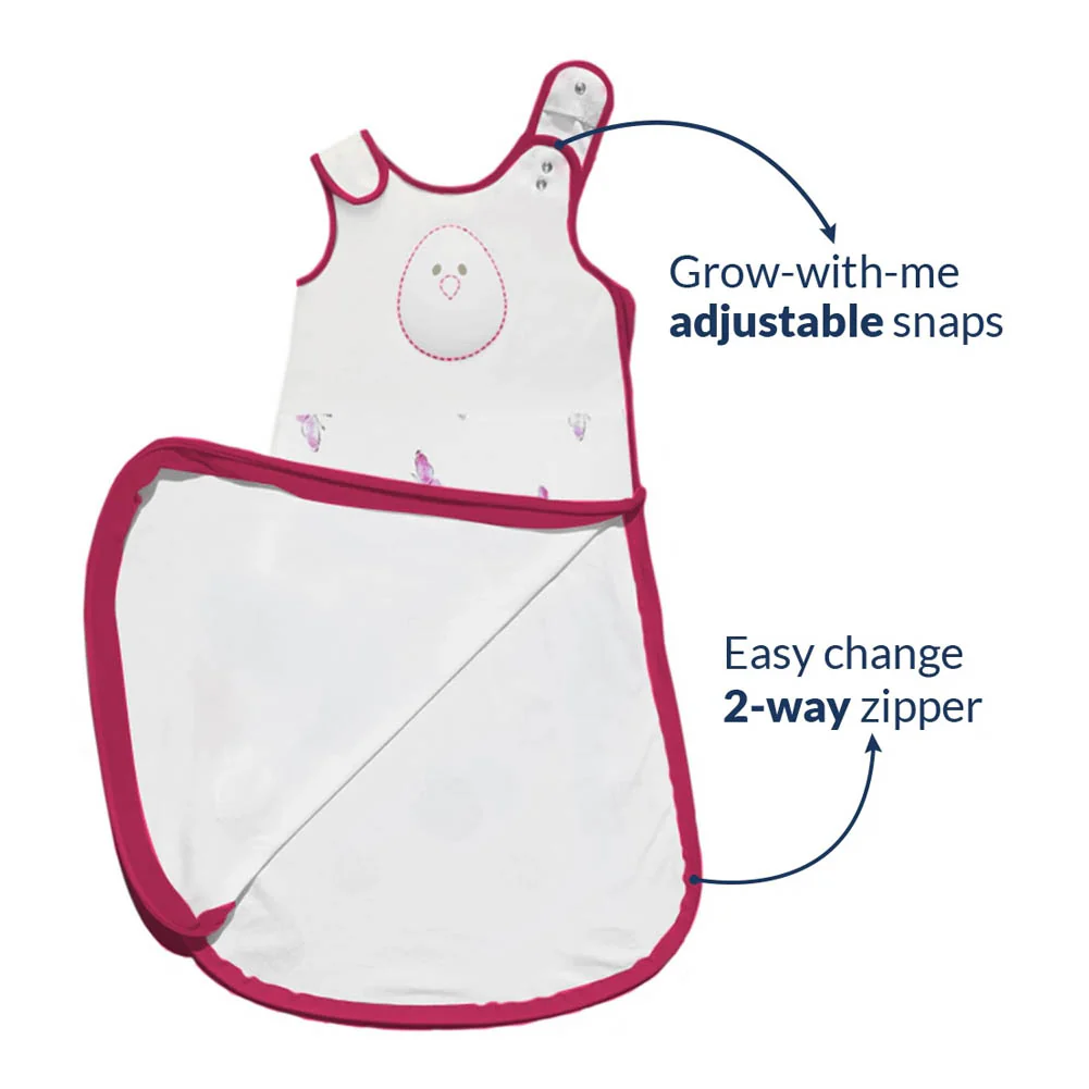 Nested Bean Zen Sack Premier Bamboo 0.3ToG - Blushing Butterflies (Small, 0-6 Months) - Image 2