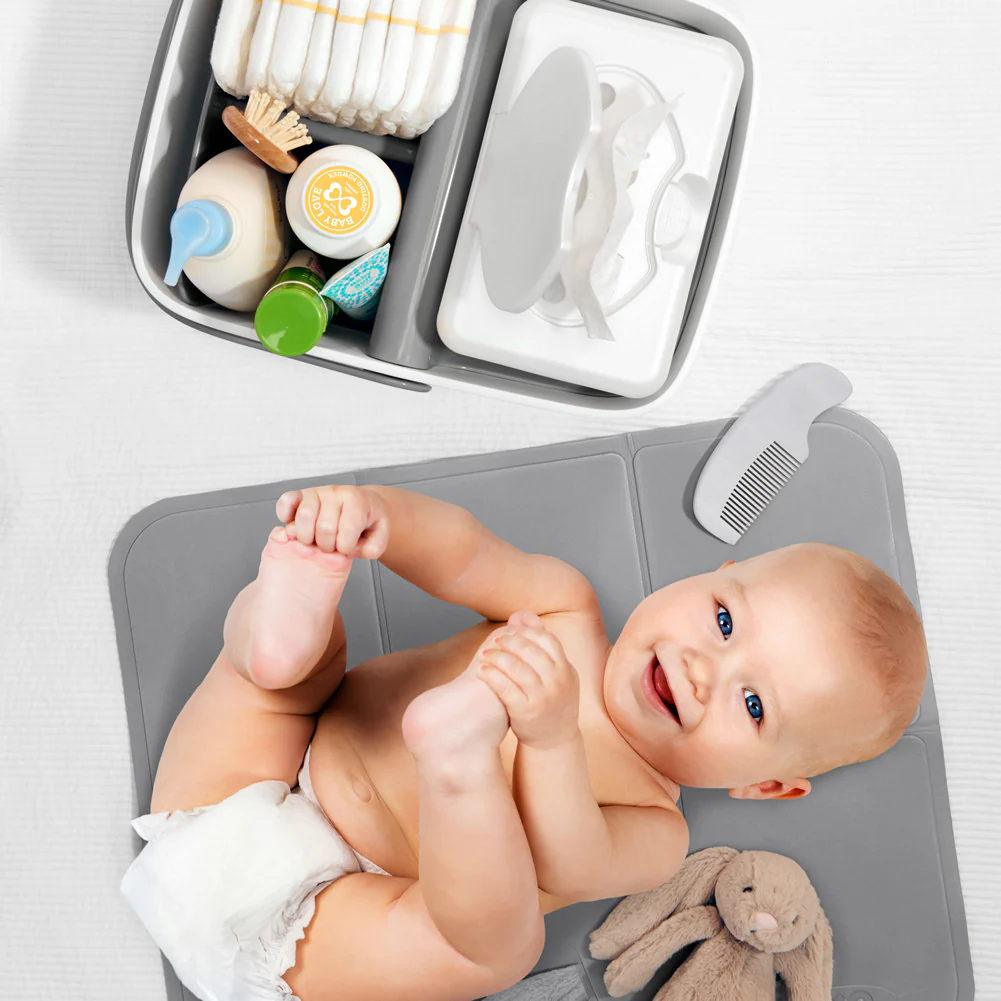 OXO Tot Diaper Caddy with Changing Mat - Grey - Image 11