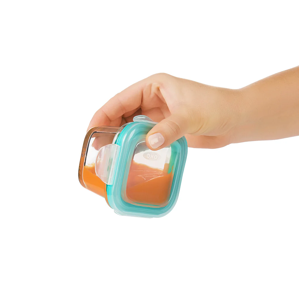 OXO Tot Glass Baby Block 4-Pack Freezer Storage Container 4oz - Teal - Image 4