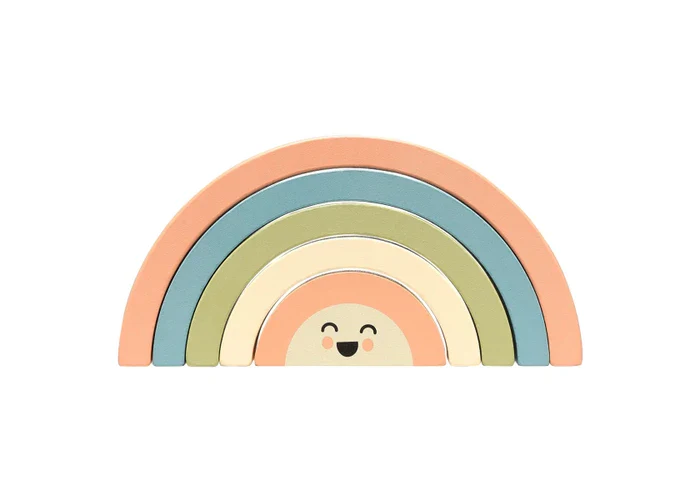 Pearhead Rainbow Wooden Stacking Toy