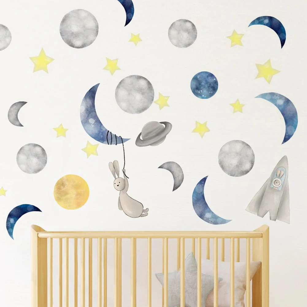 Peppy Lu Nursery Wall Decals Set - Captain Bun in Space (Large)