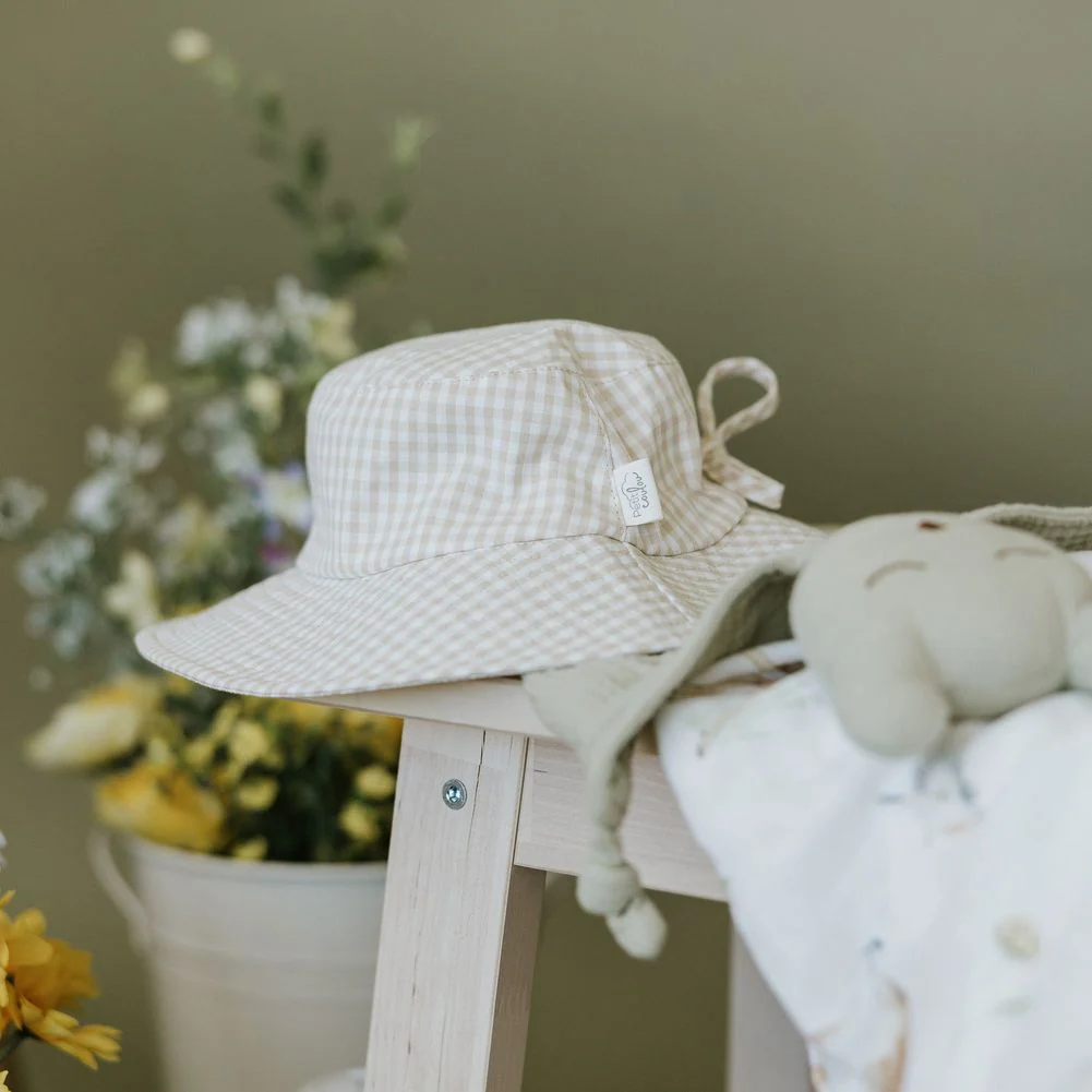 Petit Coulou Baby Sun Hat - Gingham (0-6 Months) - Image 7