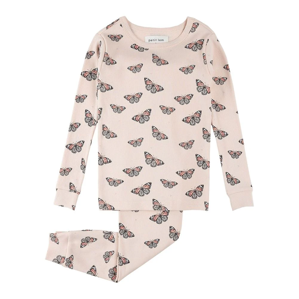 Petit Lem 2-Piece Organic Cotton Pajama Set in Butterfly Print