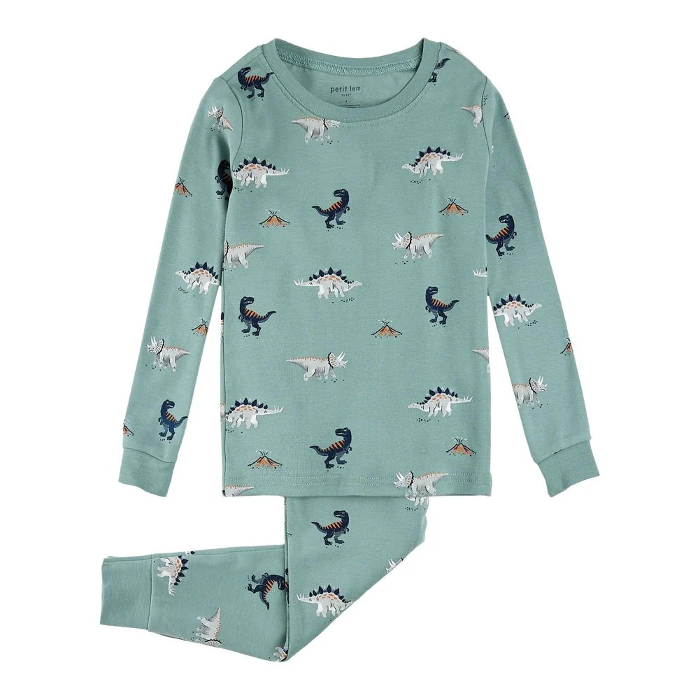 Petit Lem 2-Piece Organic Cotton Pajama Set in Dinosaur Print - Image 3