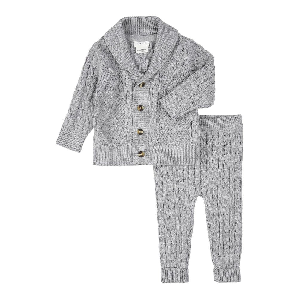 Petit Lem Organic Cotton 2-Piece Organic Cotton Knit Set in Heather Grey - Image 4