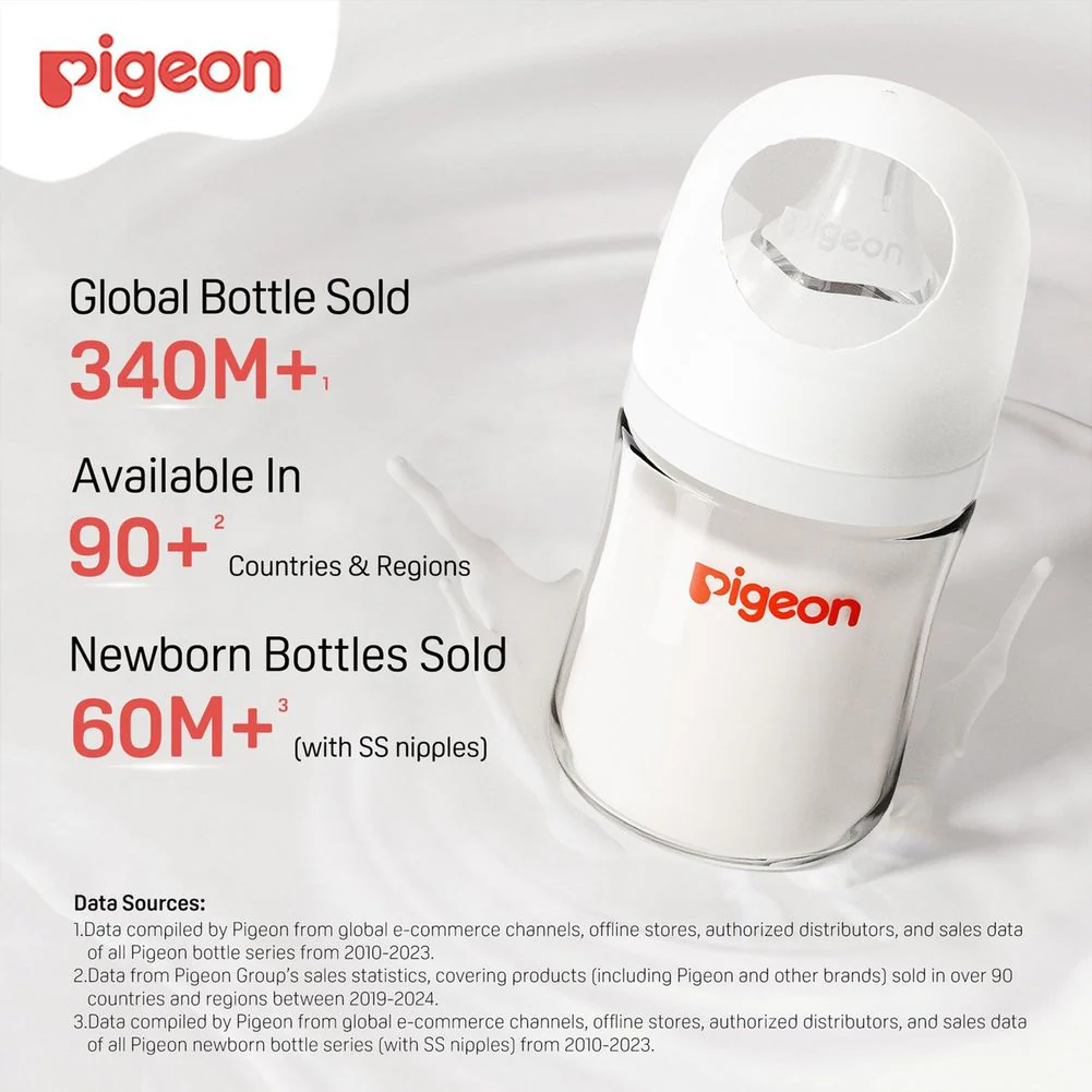 Pigeon 3-Pack 5oz Glass Baby Bottle with Size SS Nipple (0 Months+) - Image 3