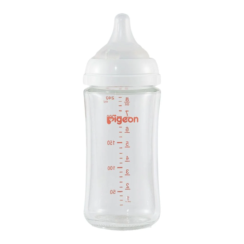Pigeon 3-Pack 8oz Glass Baby Bottle with Size M Nipple (3 Months+) - Image 2