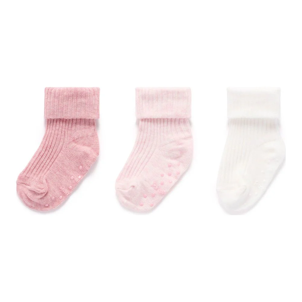 Purebaby 3-Pack Organic Cotton Rib Socks Set - Image 4
