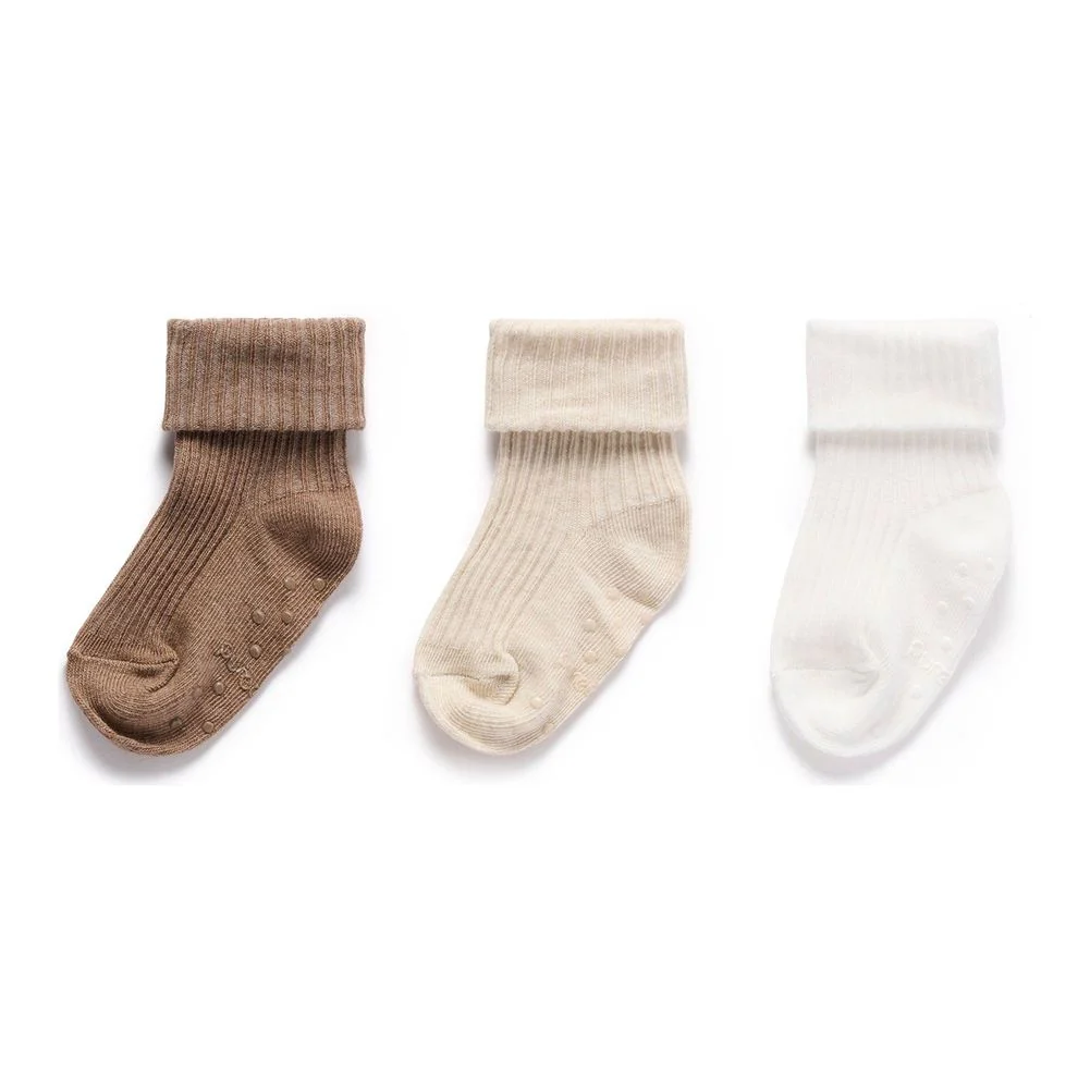 Purebaby 3-Pack Organic Cotton Rib Socks Set - Image 6