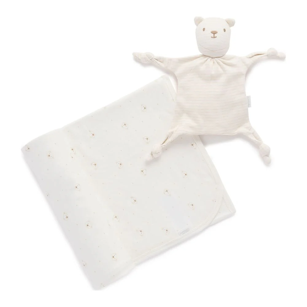 Purebaby Organic Cotton Bunny Rug and Snookie Soother Blanket Set