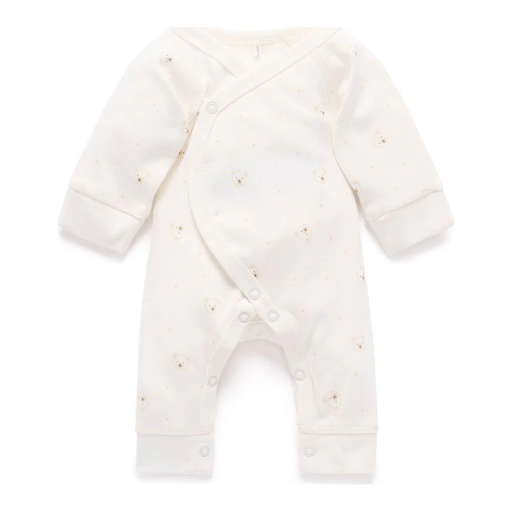 Purebaby Organic Cotton Premie Crossover Long Sleeve Growsuit - Image 5
