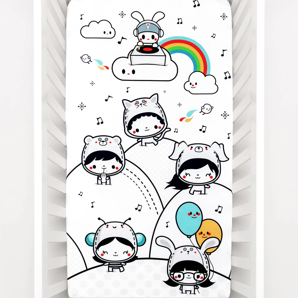 Rookie Humans 100% Organic Cotton Sateen Crib Sheet - Party In My Crib - Image 2