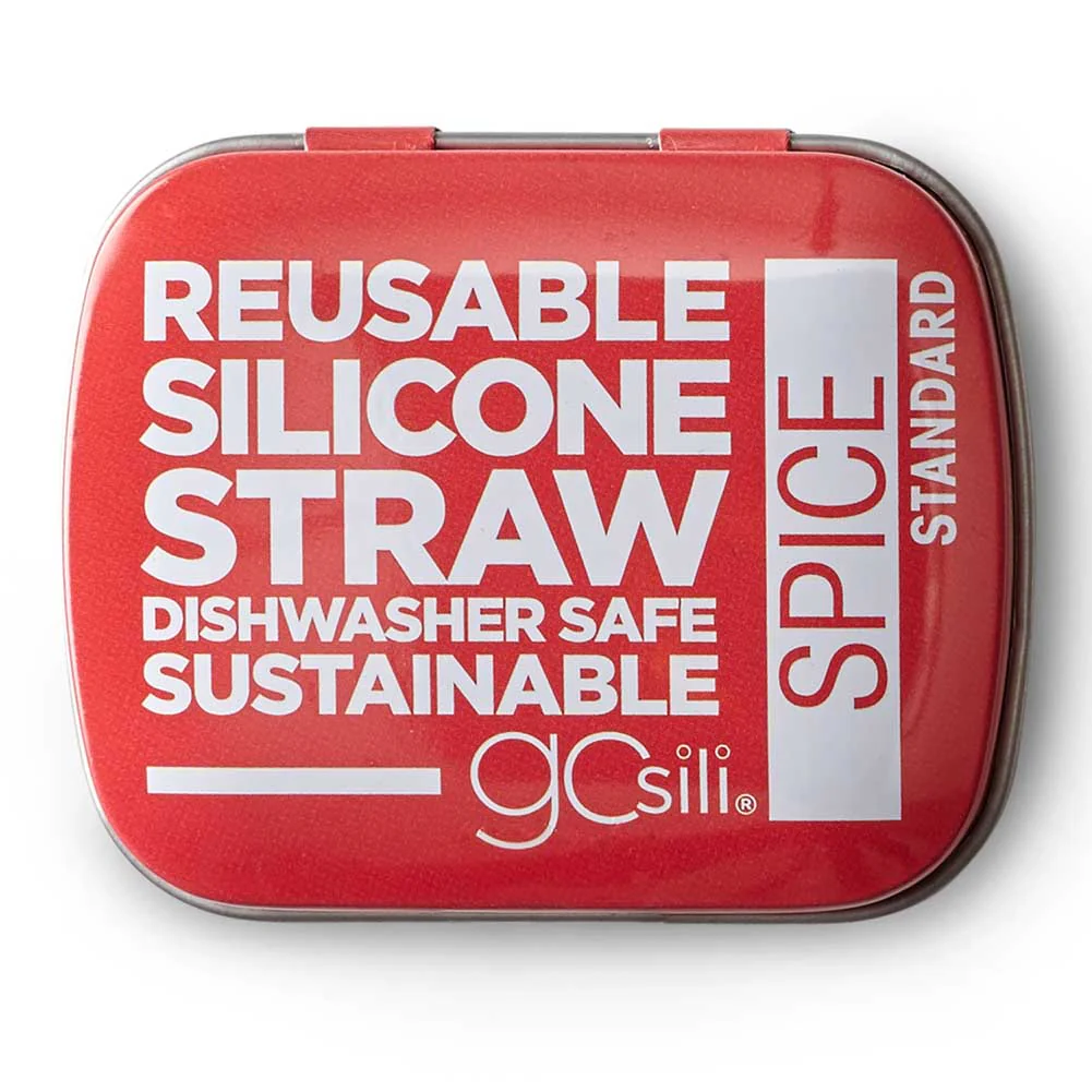 Siliskins Reusable Silicone Straw with Aluminum Travel Case - Spice - Image 2