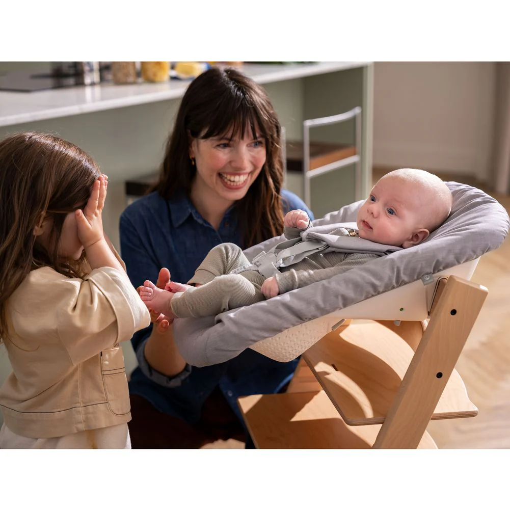 Stokke Tripp Trapp Oak High Chair2 and Anthracite Cushion with Newborn Set and Table Tray - Image 4