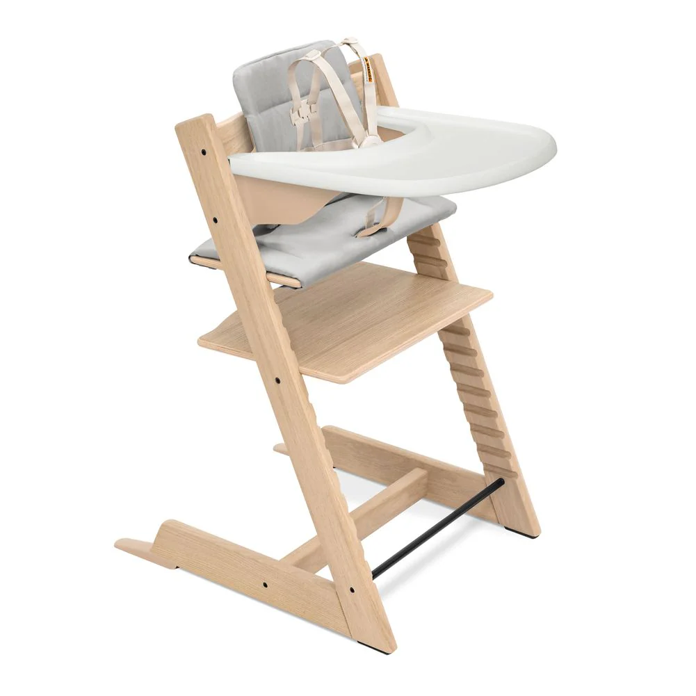 Stokke Tripp Trapp Oak High Chair2 with Cushion and Table Tray
