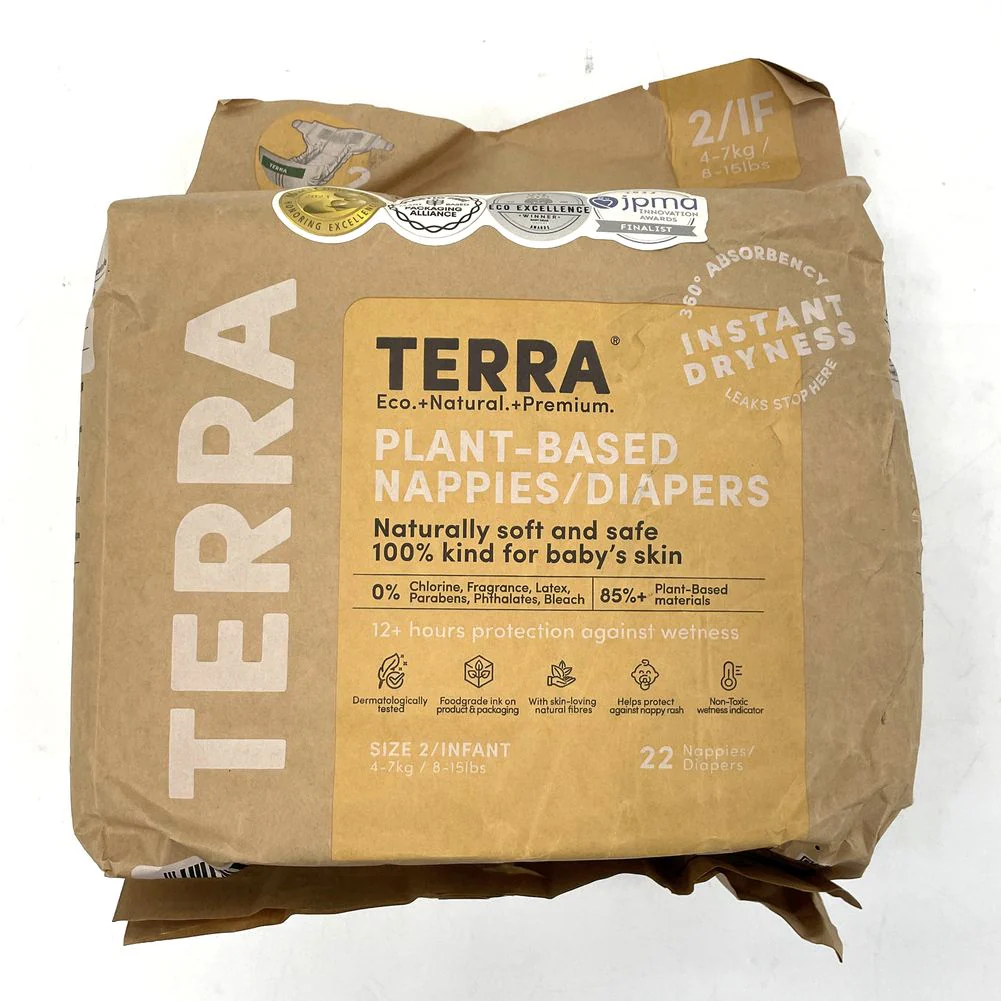 Terra Natural Plant-Based Eco-Friendly Diapers - 22 ct (Size 2, Infant) (Open Box) - Image 2