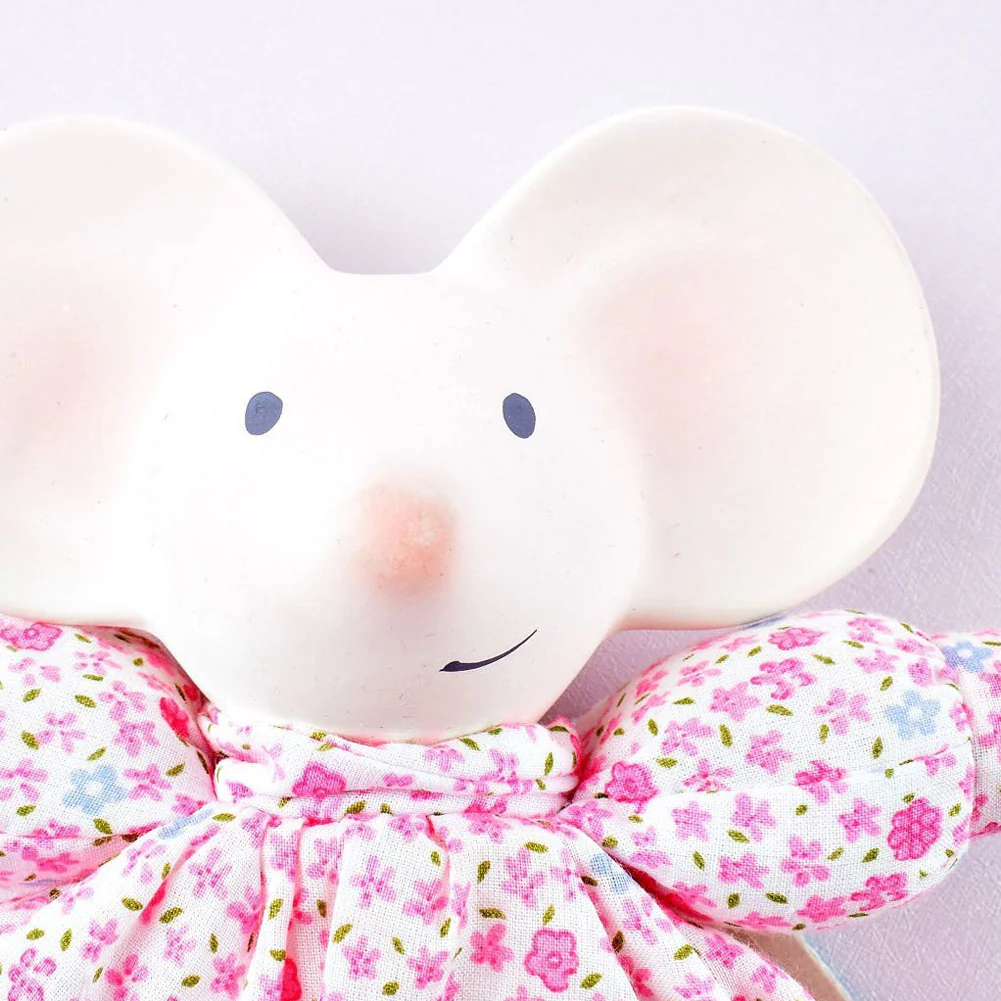 Tikiri Meiya & Alvin Collection Lovey Blanket with Natural Rubber Head - Meiya the Mouse - Image 3