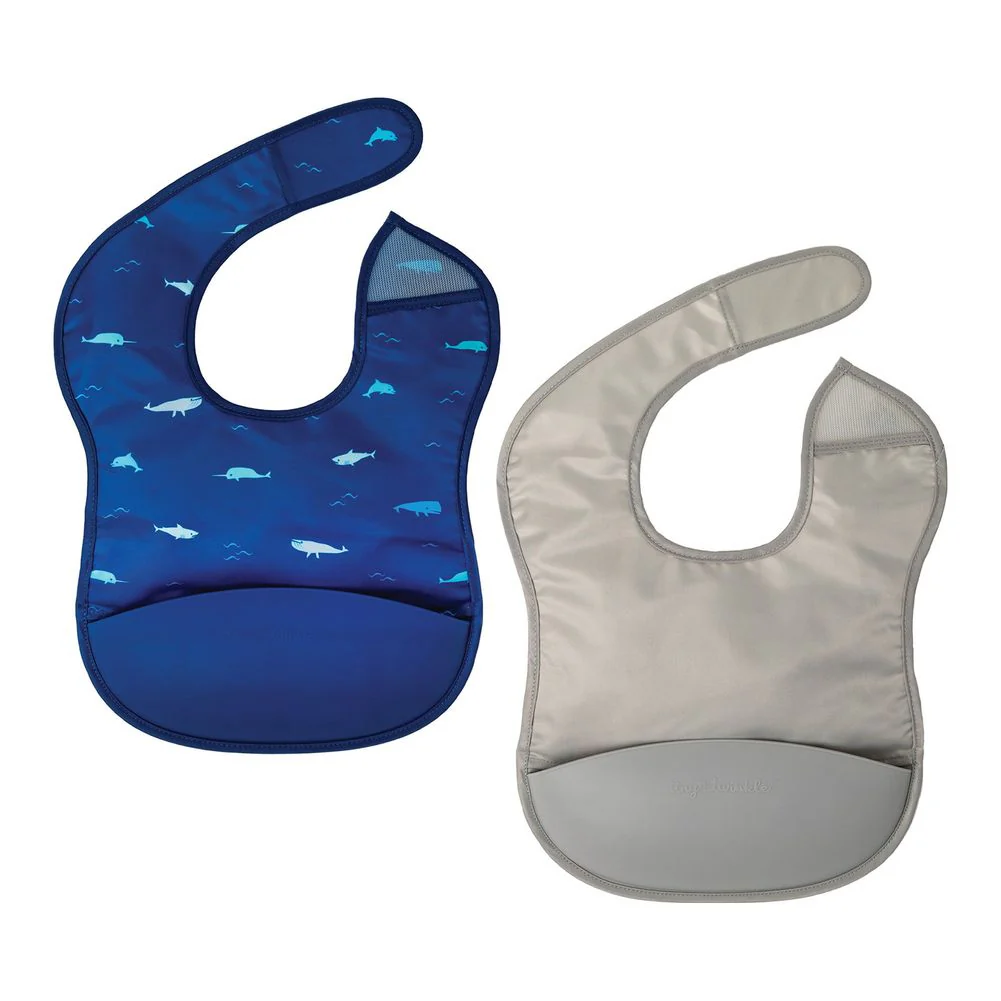 Tiny Twinkle 2-Pack Silicone Pocket Bib Set (6 Months+) - Image 3