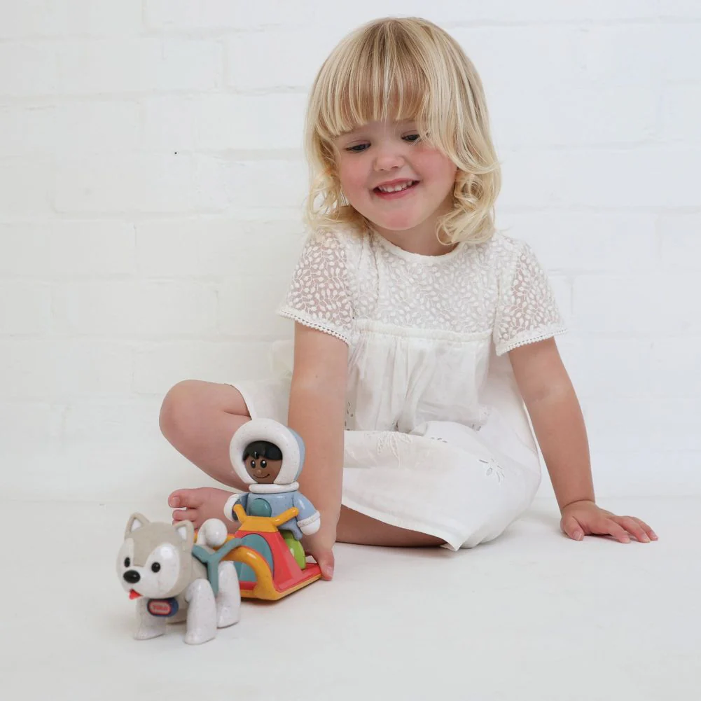 Tolo Baby First Friends Posable Toy Sledge Set - Polar Boy and Husky - Image 3