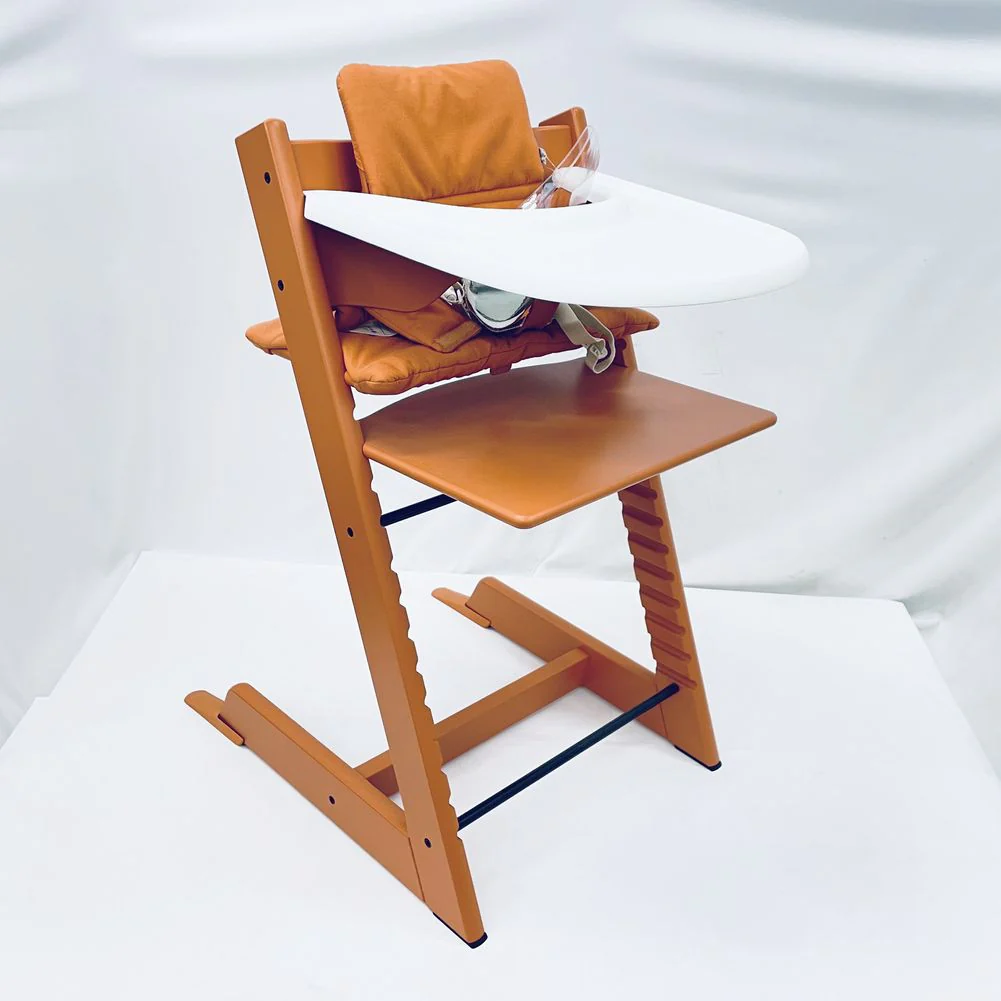 Tripp Trapp High Chair2 and Cushion with Stokke Tray - Terracotta with Terracotta Cushion (Floor Model) - Image 2