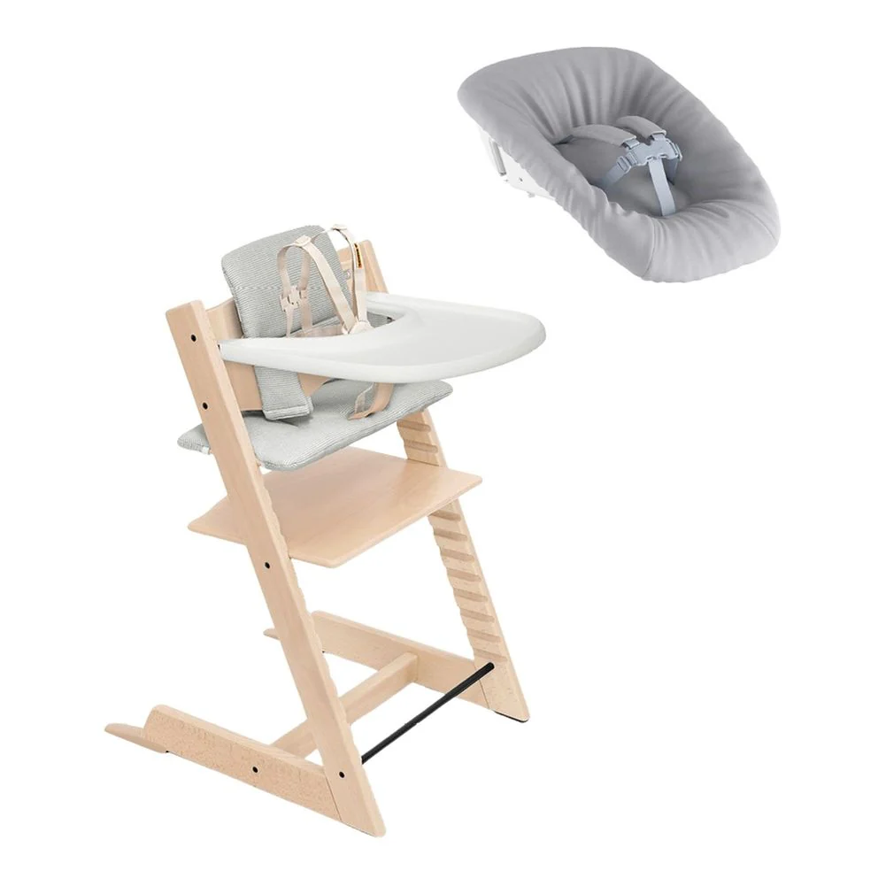 Stokke Tripp Trapp High Chair2 with Nordic Grey Cushion Newborn Set and Tray - Image 2