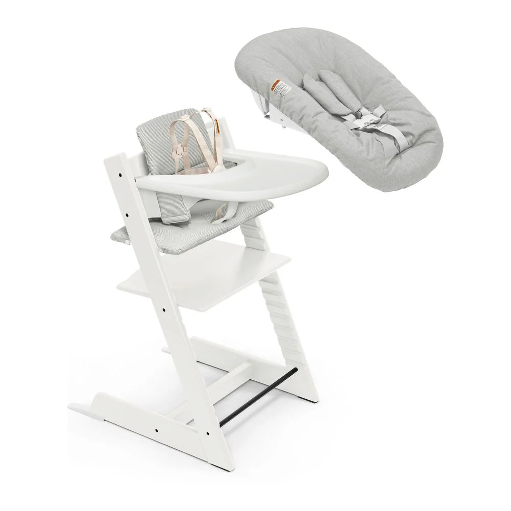 Stokke Tripp Trapp High Chair2 with Nordic Grey Cushion Newborn Set and Tray - Image 3