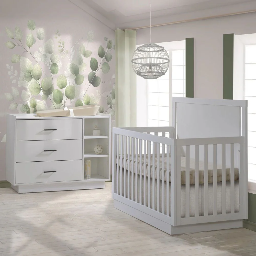 TULIP Tito Collection Crib and Dresser - Pearl White (Floor Model)