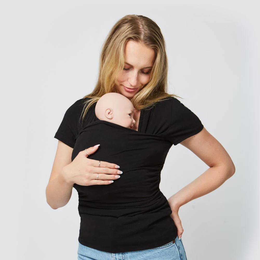 Umana Skin to Skin Baby Wearing T-Shirt for MOM - Black (Small) (Floor Model)