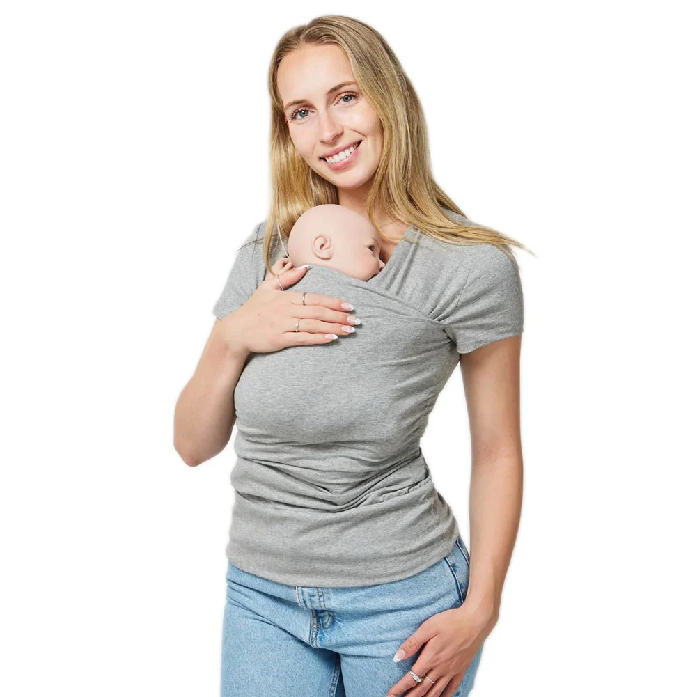 Umana Skin to Skin Baby Wearing T-Shirt for MOM - Mixed Grey  (Extra Large)