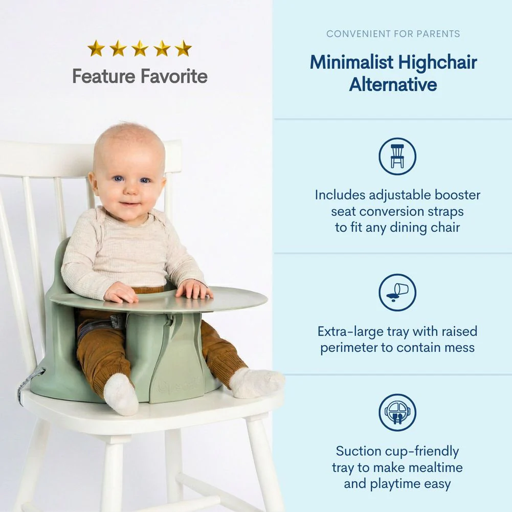 Upseat Baby Floor and Booster Seat with Tray - Sage - Image 3