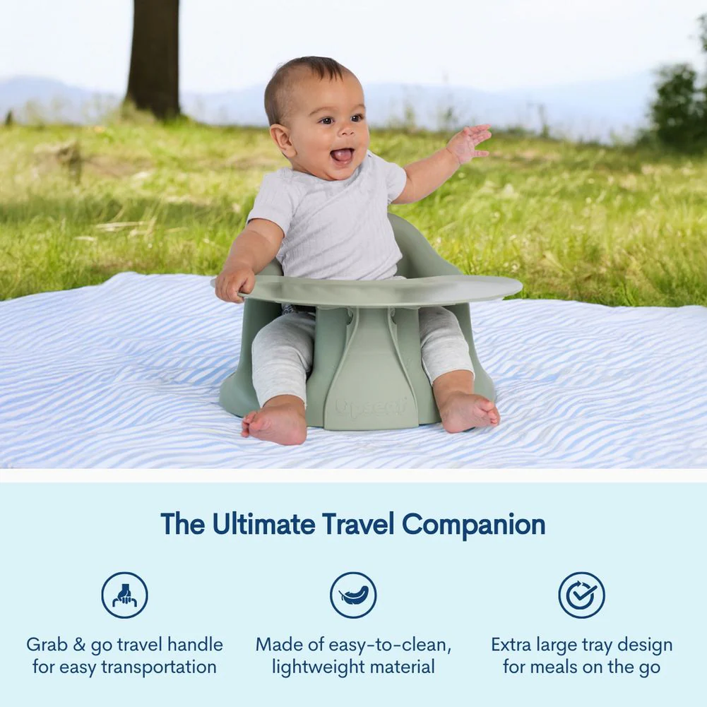 Upseat Baby Floor and Booster Seat with Tray - Sage - Image 4