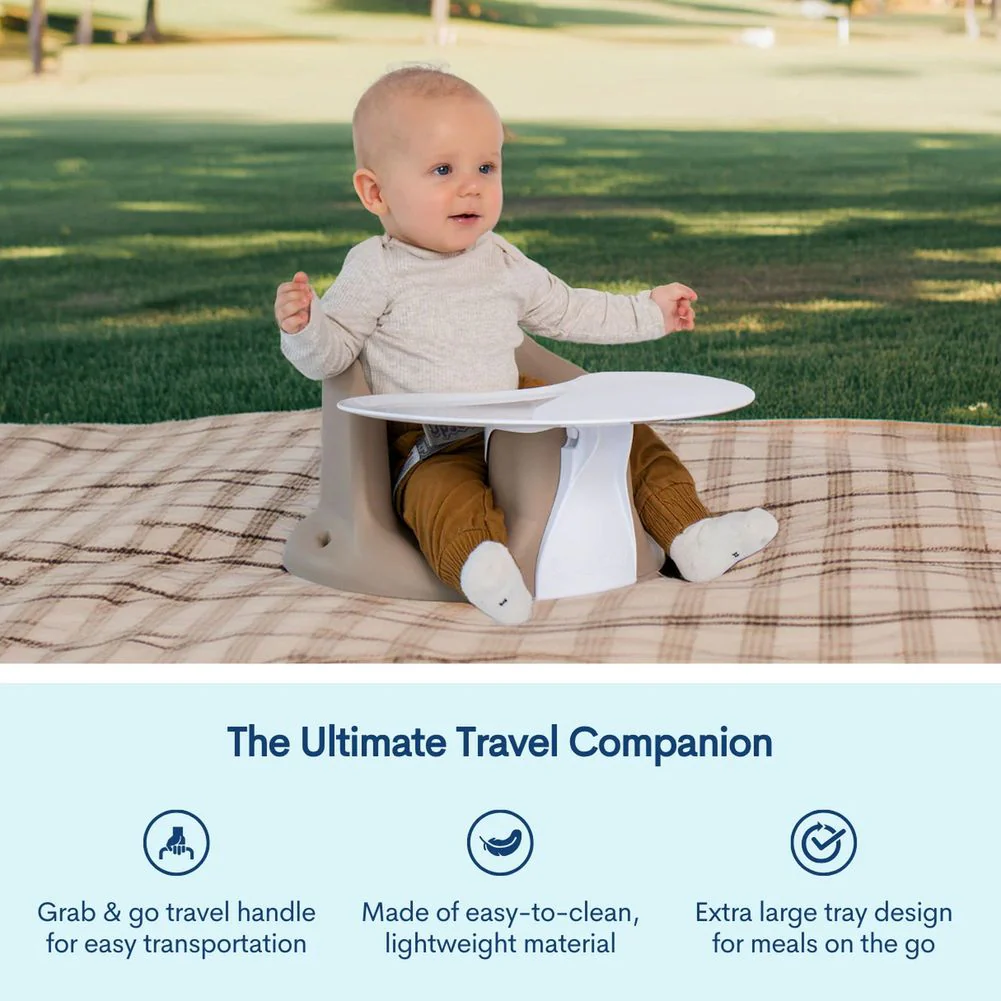 Upseat Baby Floor and Booster Seat with Tray - Taupe - Image 4