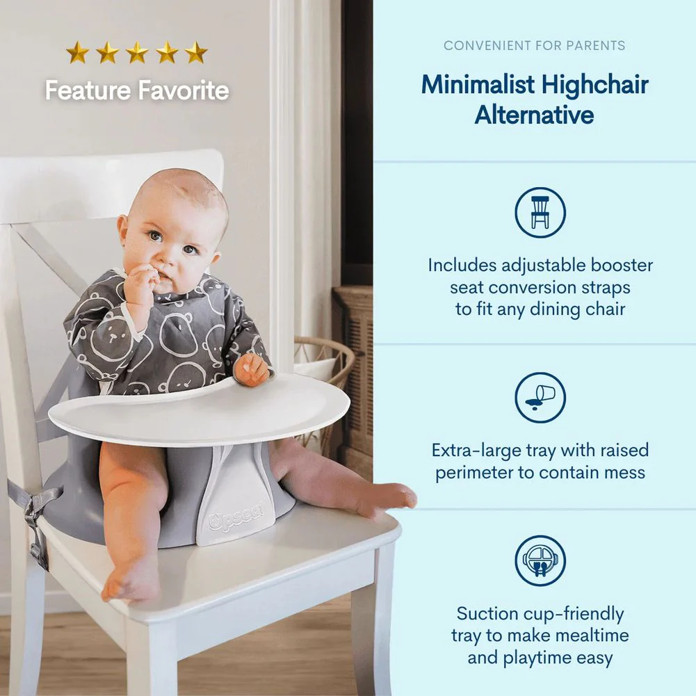 Upseat Baby Floor and Booster Seat with Tray - White - Image 2