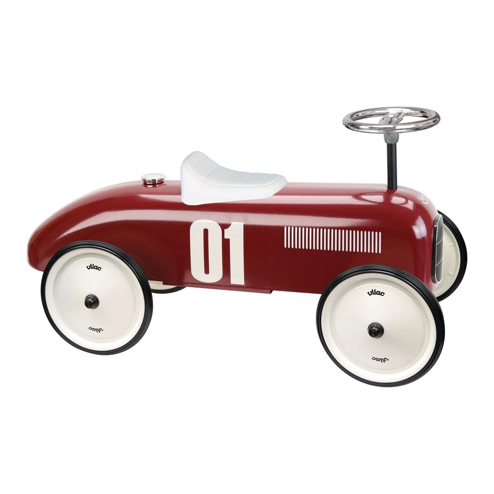 Vilac Ride-On Vintage Racing Car - Burgundy - Image 3