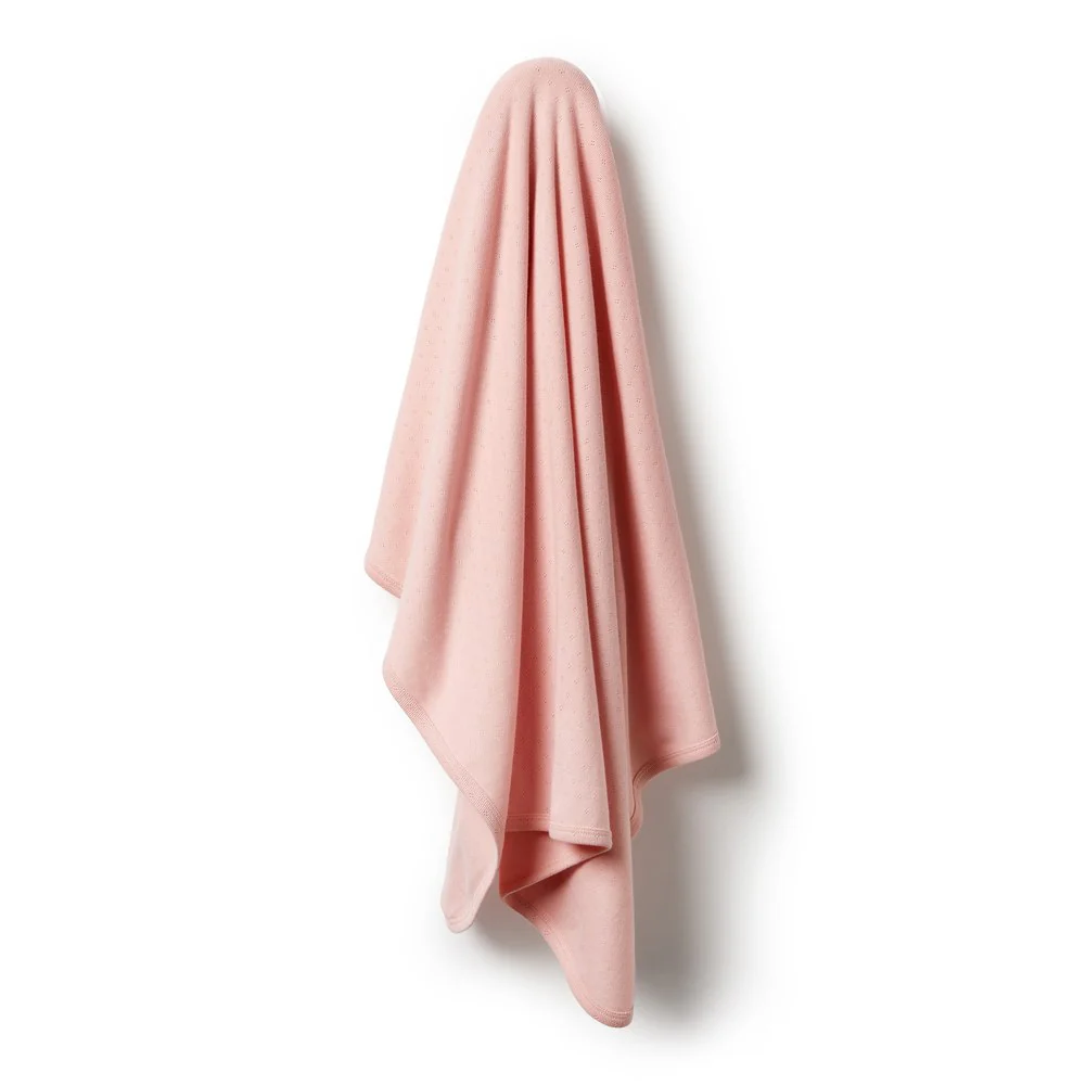 Wilson+Frenchy Organic Cotton Pointelle Bunny Rug - Cantaloupe - Image 2