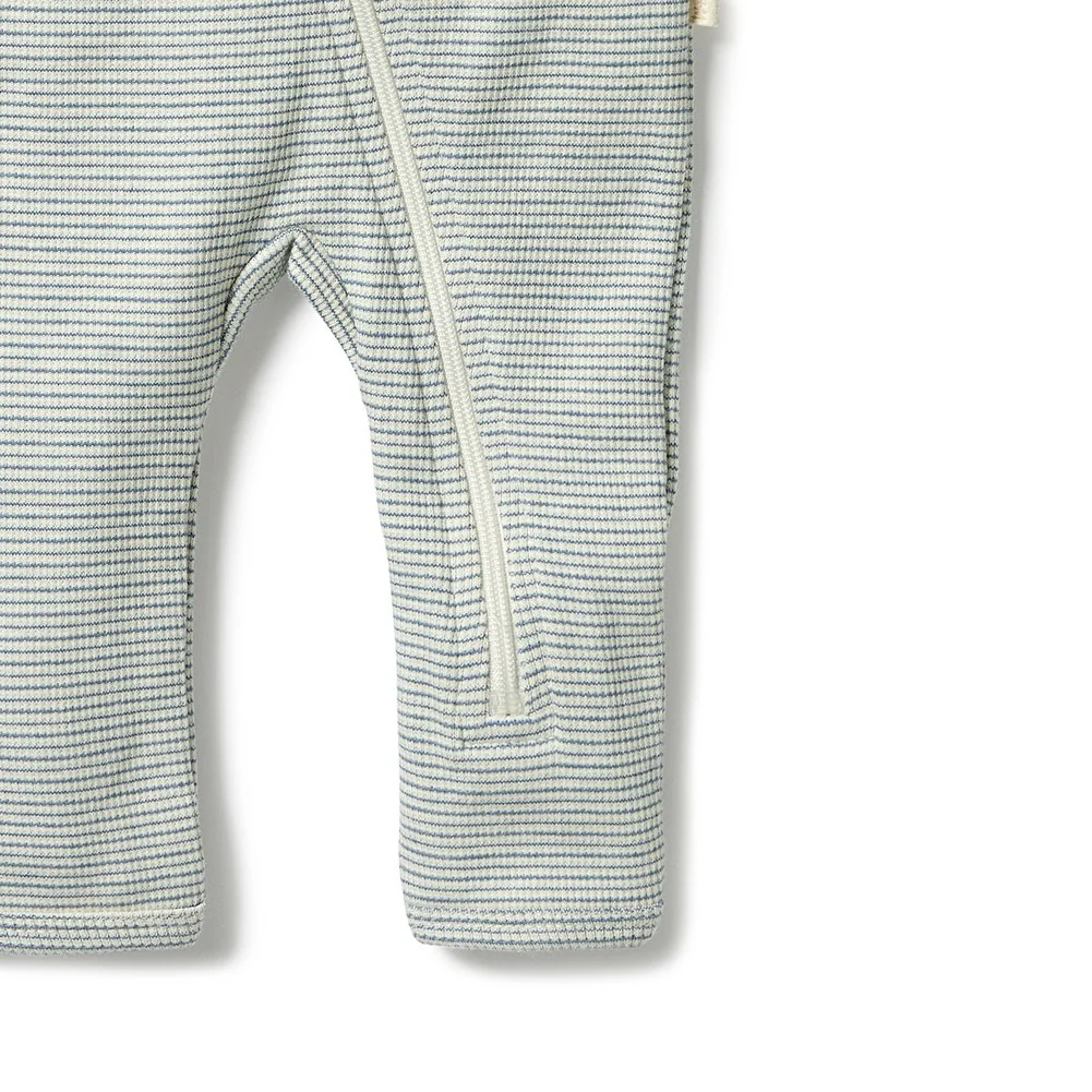 Wilson+Frenchy Organic Cotton Striped Short Sleeve Zipsuit - Bluestone (12-18 Months, 10-12 Kg) - Image 4
