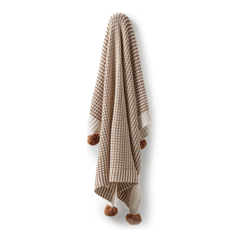 Wilson+Frenchy Organic Knitted Blanket - Cinnamon - Image 3