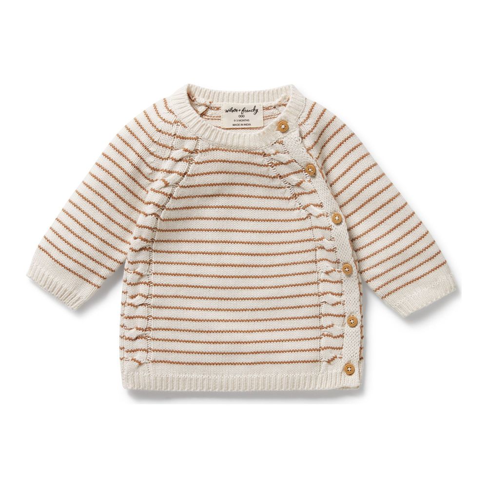 Wilson+Frenchy Organic Knitted Striped Kimono Cardigan - Cinnamon - Image 7