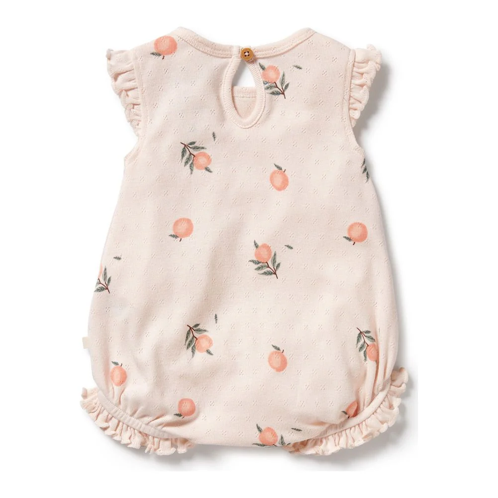 Wilson+Frenchy Organic Cotton Pointelle Ruffle Growsuit - Image 2