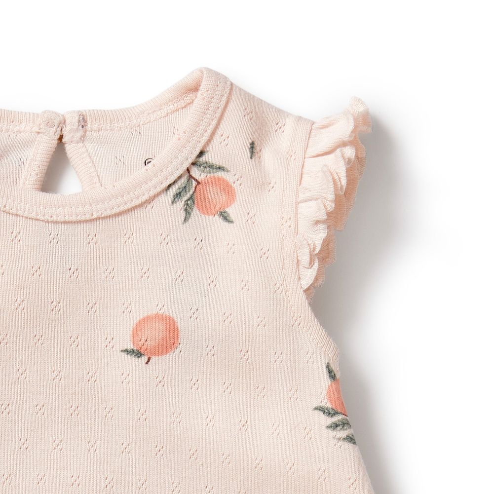 Wilson+Frenchy Organic Cotton Pointelle Ruffle Growsuit - Image 3
