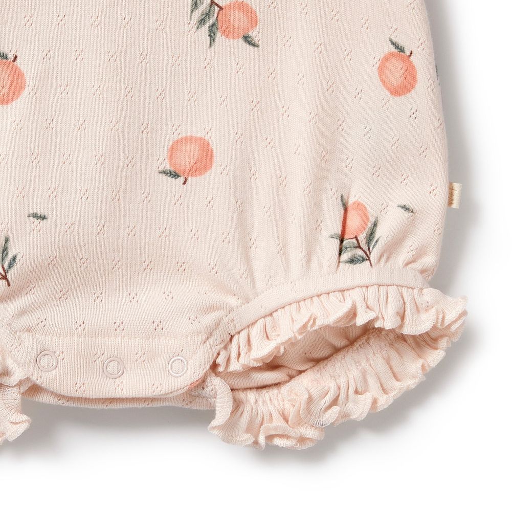 Wilson+Frenchy Organic Cotton Pointelle Ruffle Growsuit - Image 4
