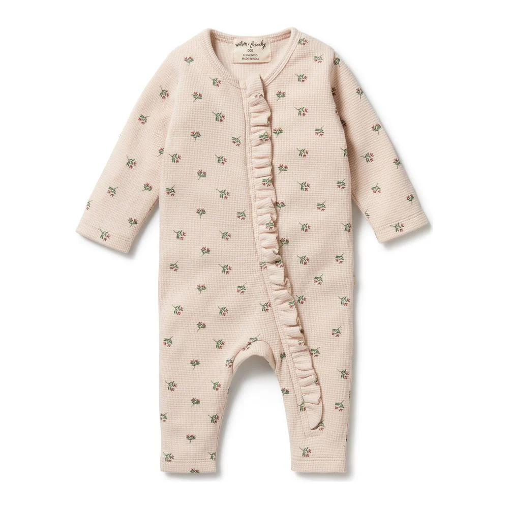 Wilson+Frenchy Organic Waffle Ruffle Zipsuit