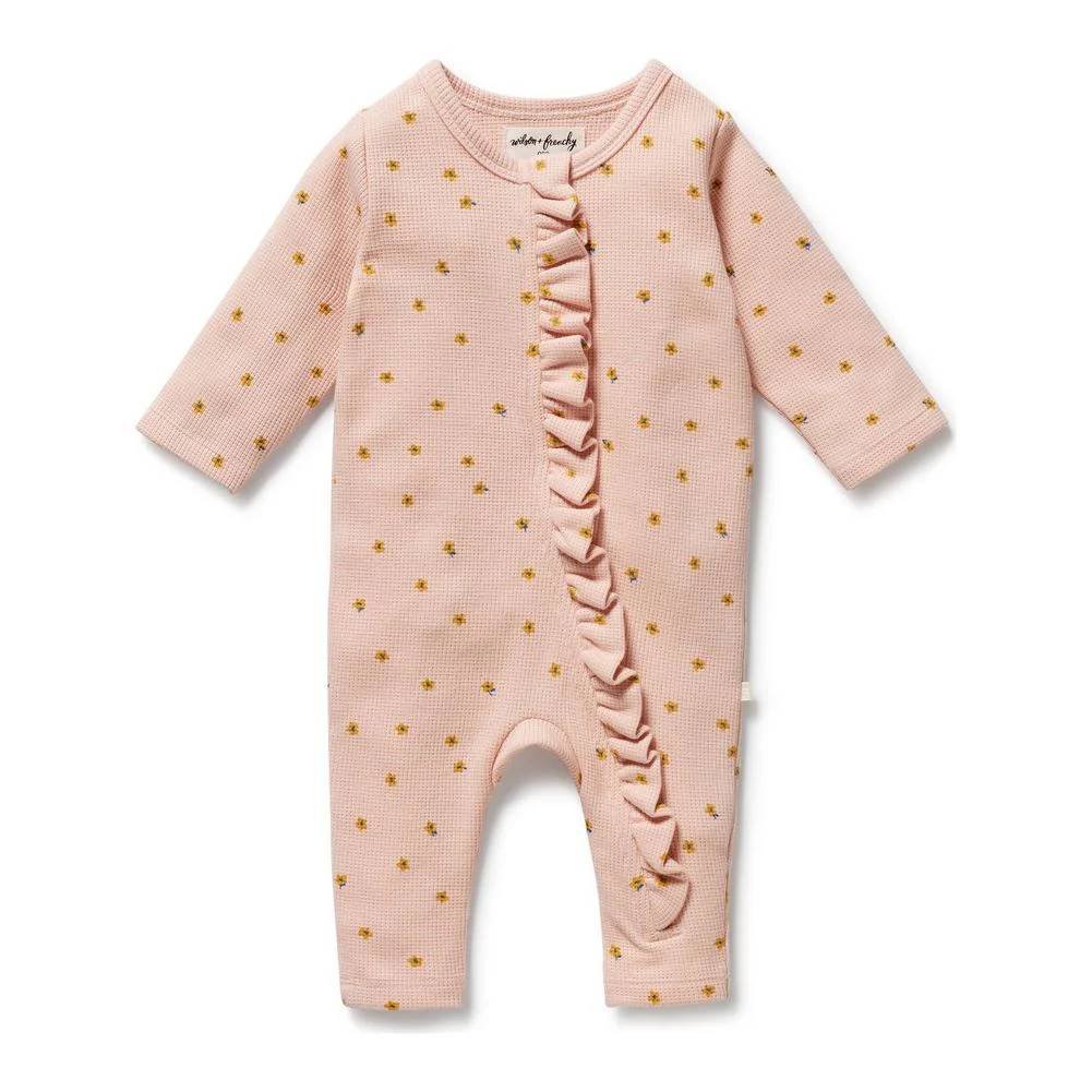 Wilson+Frenchy Organic Waffle Ruffle Zipsuit - Little Fleur - Image 8