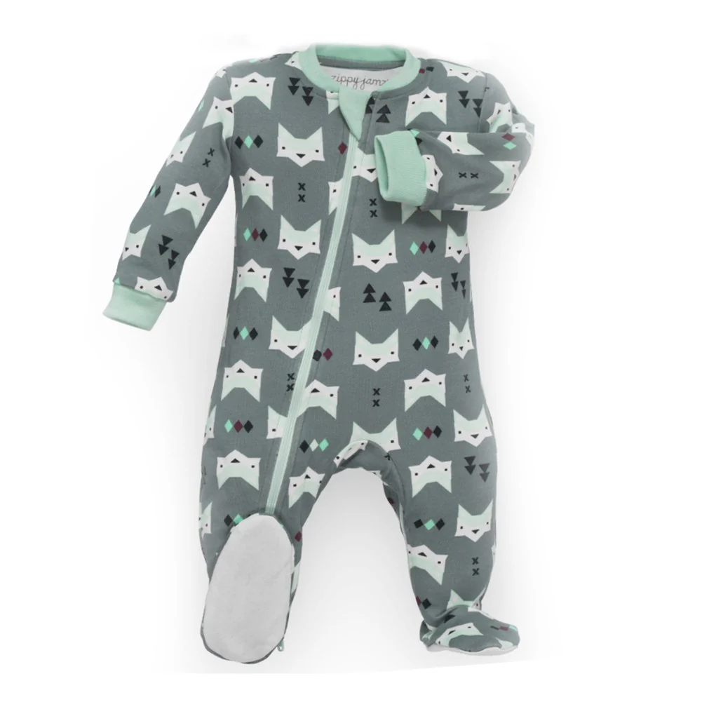 ZippyJamz Organic Cotton Footed Sleeper - Quiet Fox (9-12 Months)