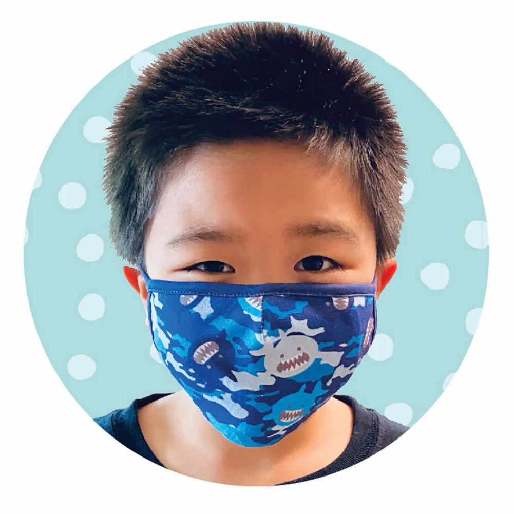 Zoocchini 3-Pack Organic Reusable Kids Masks - Shark (3 Years+) - Image 3